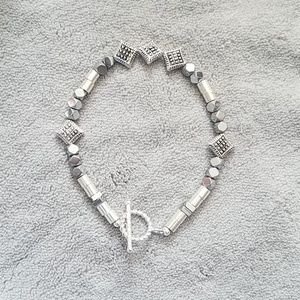 One of a kind silver & hematite bracelet